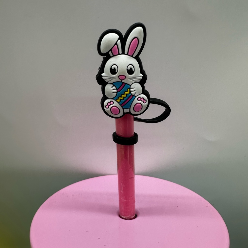 White Easter Bunny Egg Straw cover topper